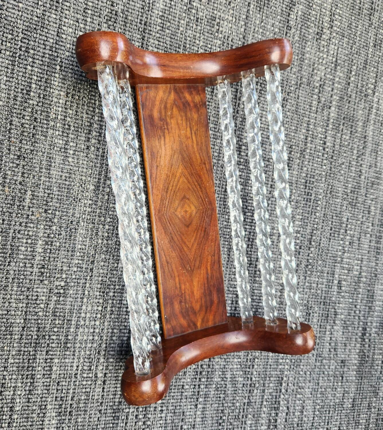 Corbeille en bois et cristal : Art Déco
