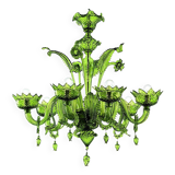 Contemporary Translucent Green Murano Style Glass Chandelier