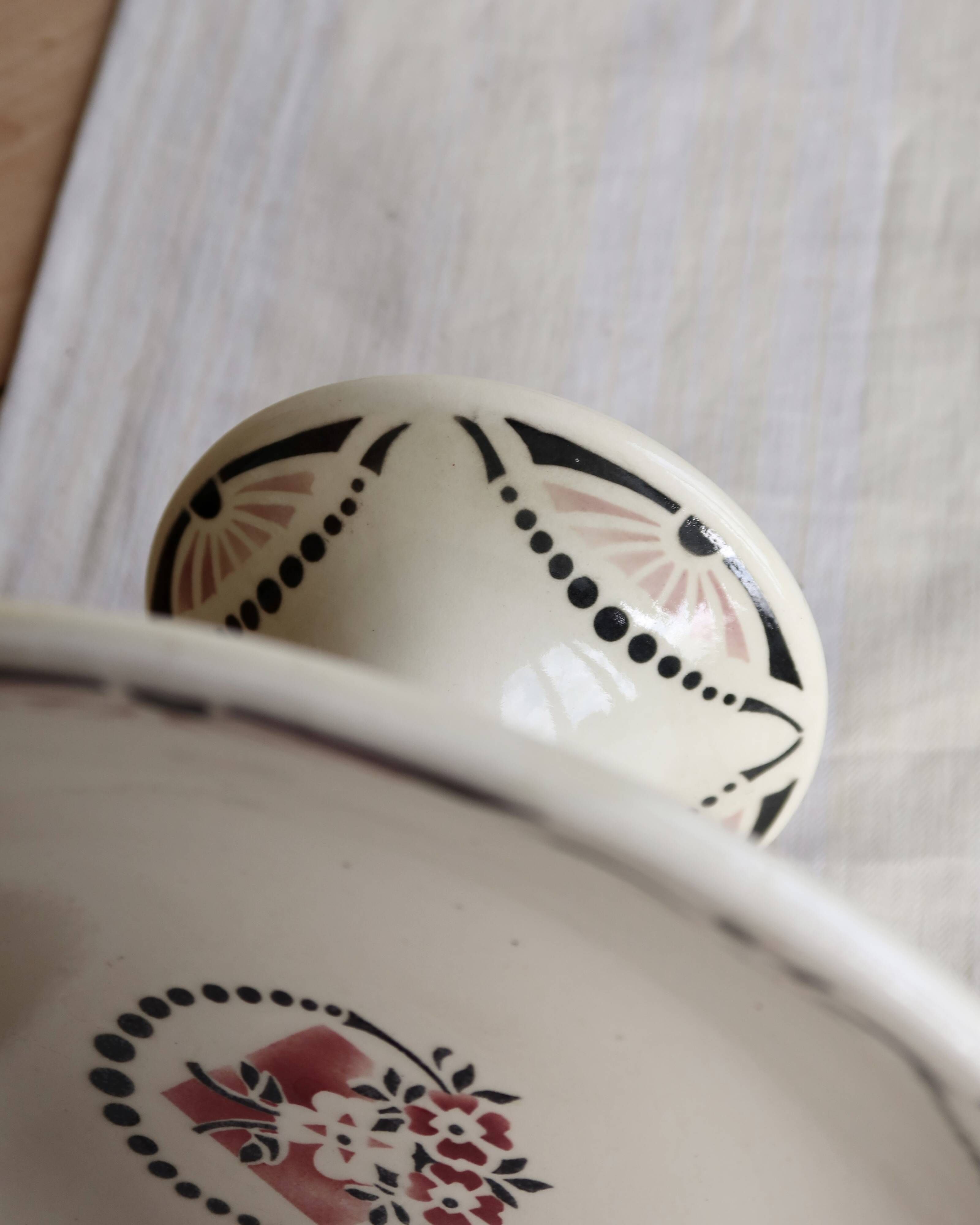 Compotier vintage terre de fer Saint Amand Art Déco