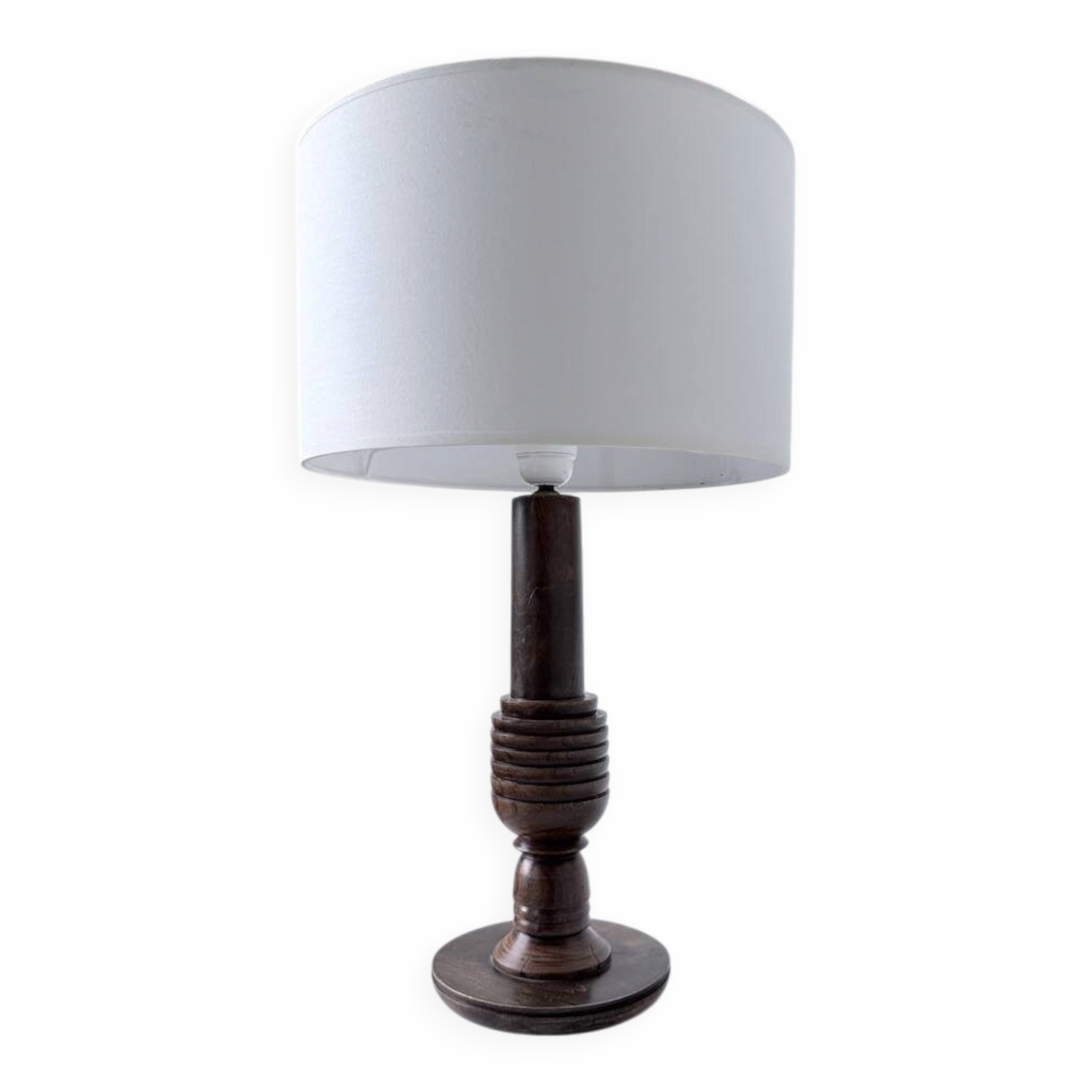 1940s Art Deco oak desk lamp