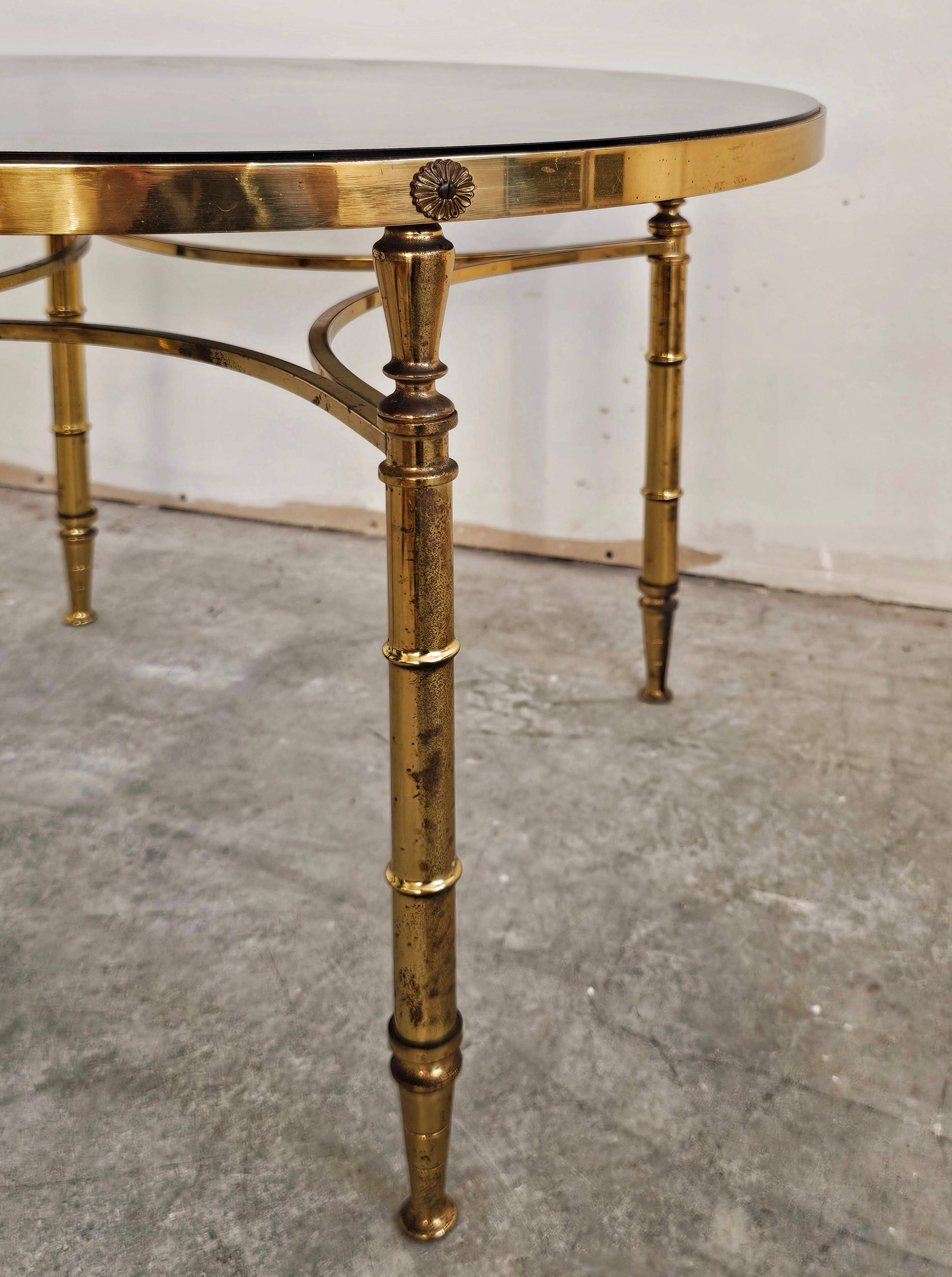 Circular bronze-gilded coffee tables Hollywood Regency Maison Charles