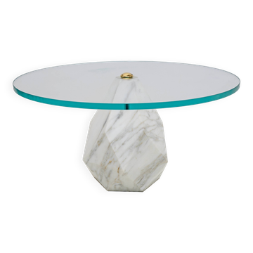 Table basse en marbre de Carrare italien moderne du milieu du siècle, années 1970, deux disponibles