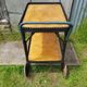 Old service servant rattan & scoubidou on wheels metal + wood trays