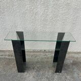 Iron console and shelves and glasses