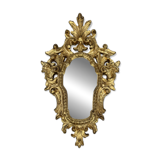 Baroque style gilded mirror in wood and stucco 64 cm