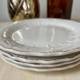 Set of 4 white porcelain dessert plates