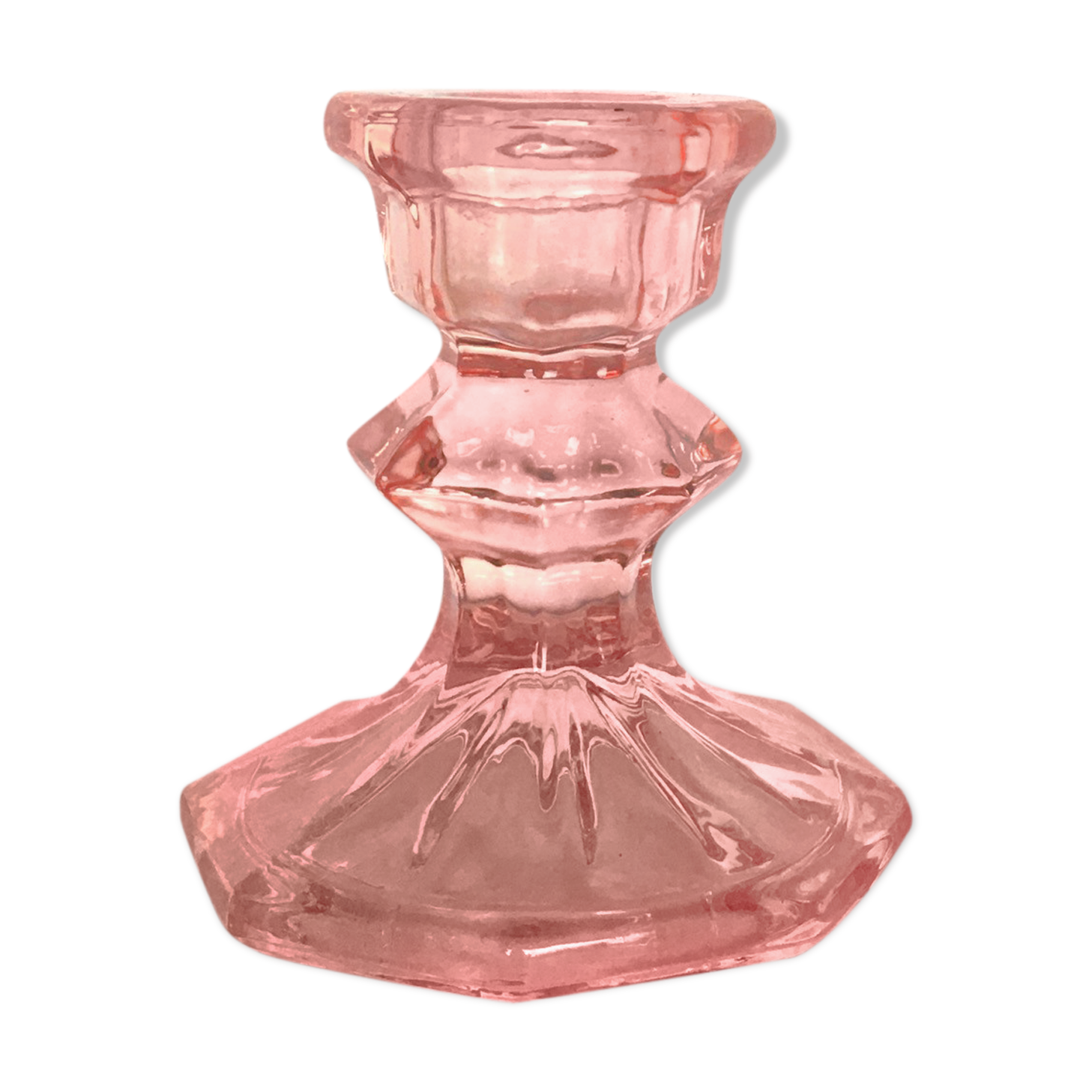 Bougeoir verre rose