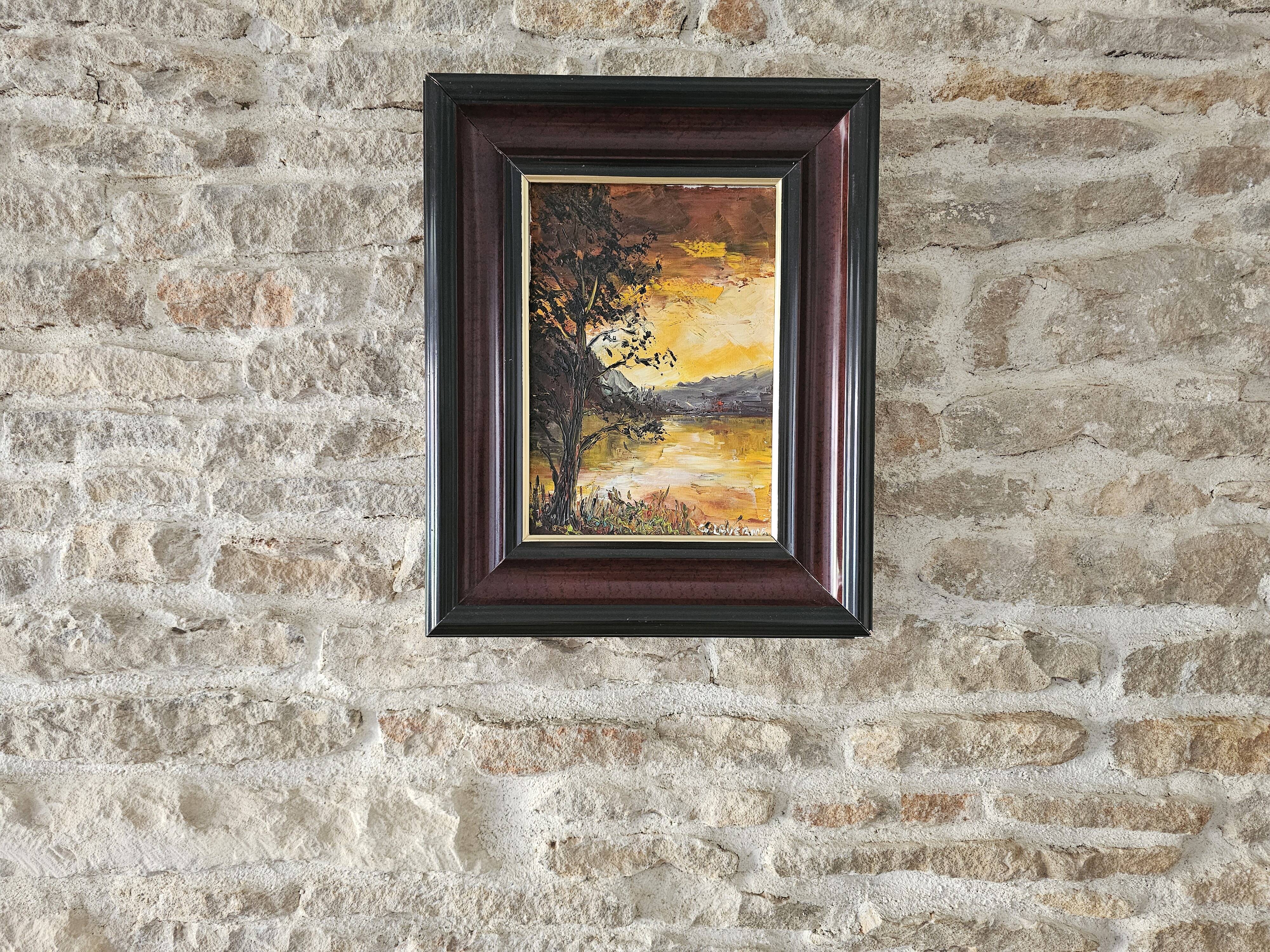 Oil on Canvas Landscape One Evening at the Hatching Pond Signed Gilles Laverne