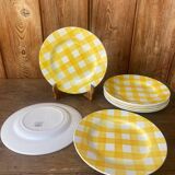 Set of 8 flat plates Digoin Sarreguemines model Scottish yellow year