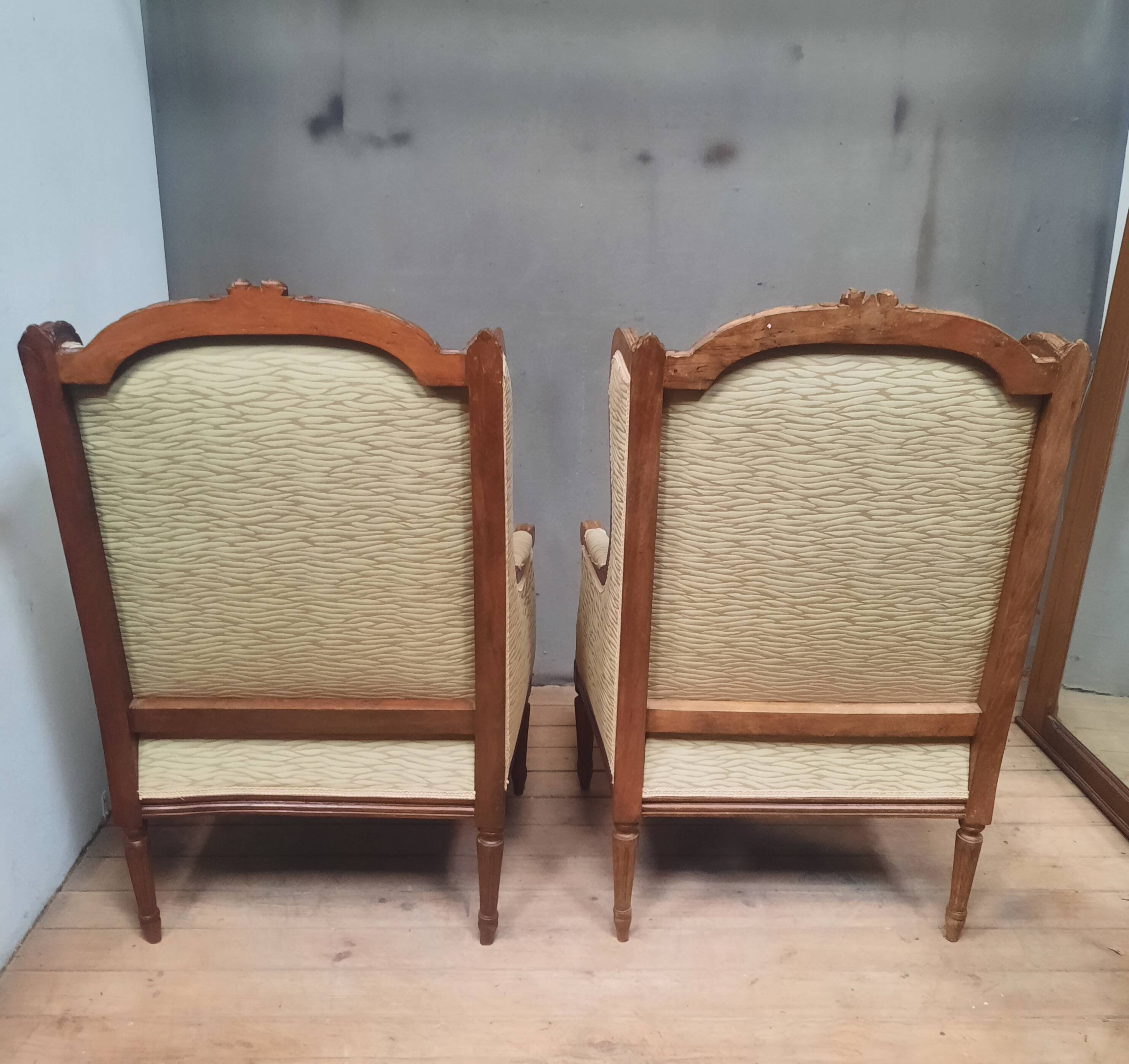 Pair of wingback armchairs in Louis XVI style