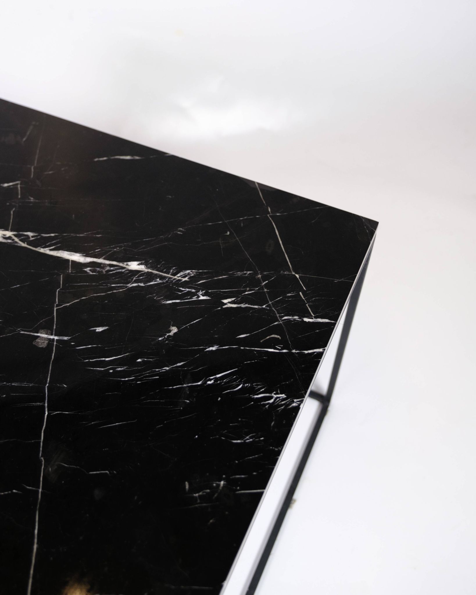 Coffee Table With Black Marble Top And Metal Frame