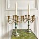 Pair of candlesticks brass and mother-of-pearl candlesticks