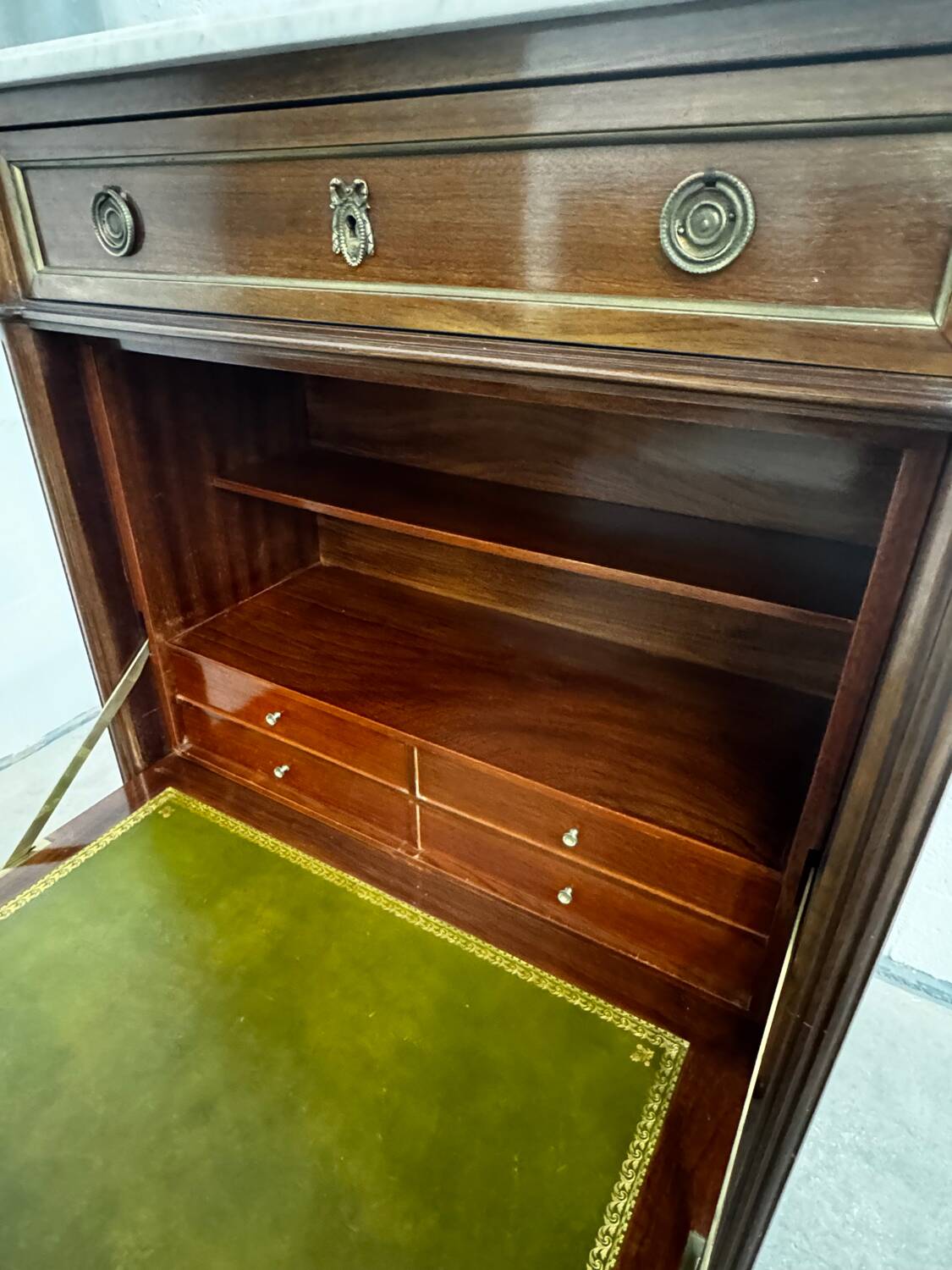 Louis XVI style secretary with marble top