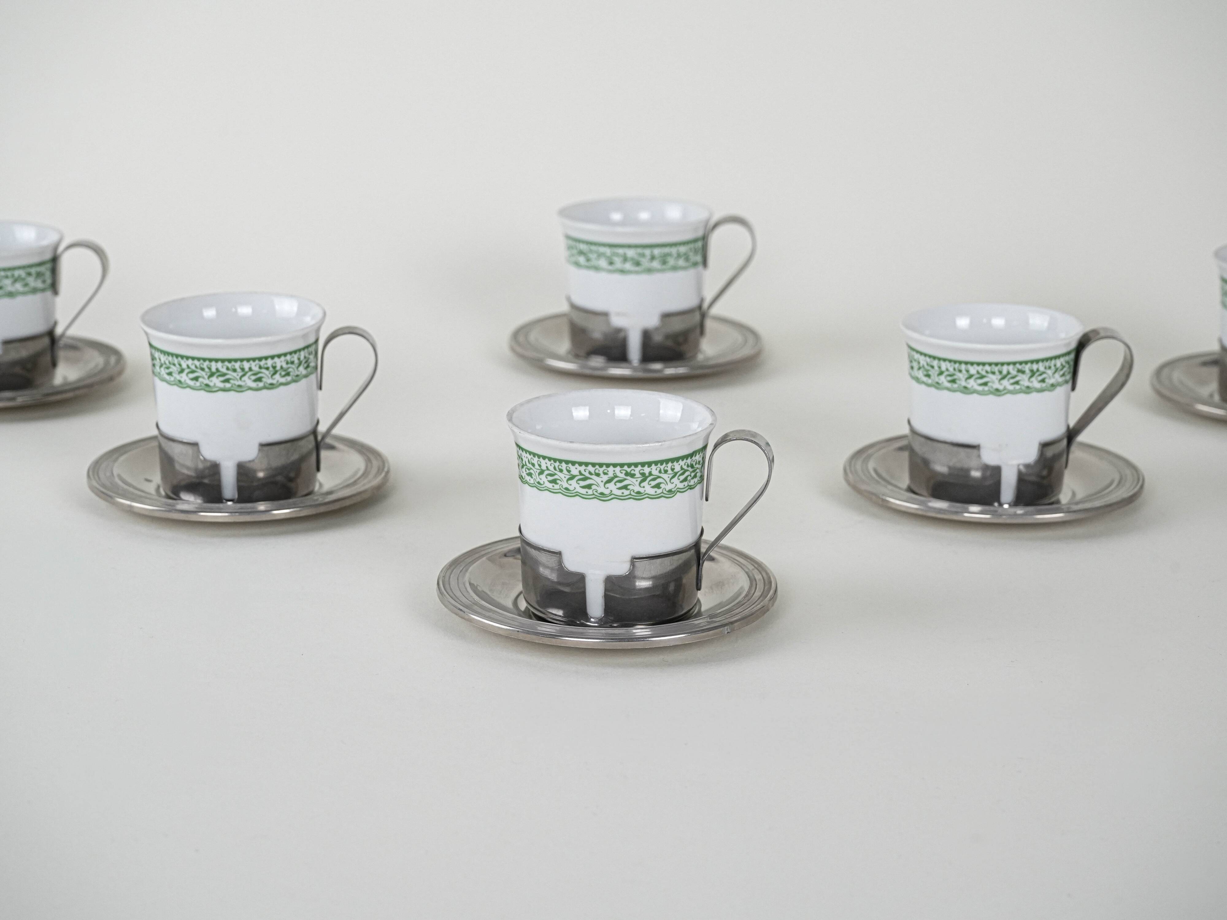 Set of espresso cups, Italian design, 1980s, made in Italy