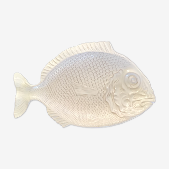 Plat céramique poisson blanc casse