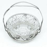 Sugar bowl, postmodernism, silver-plated brass, glass, HEFRA, Poland, 1970s