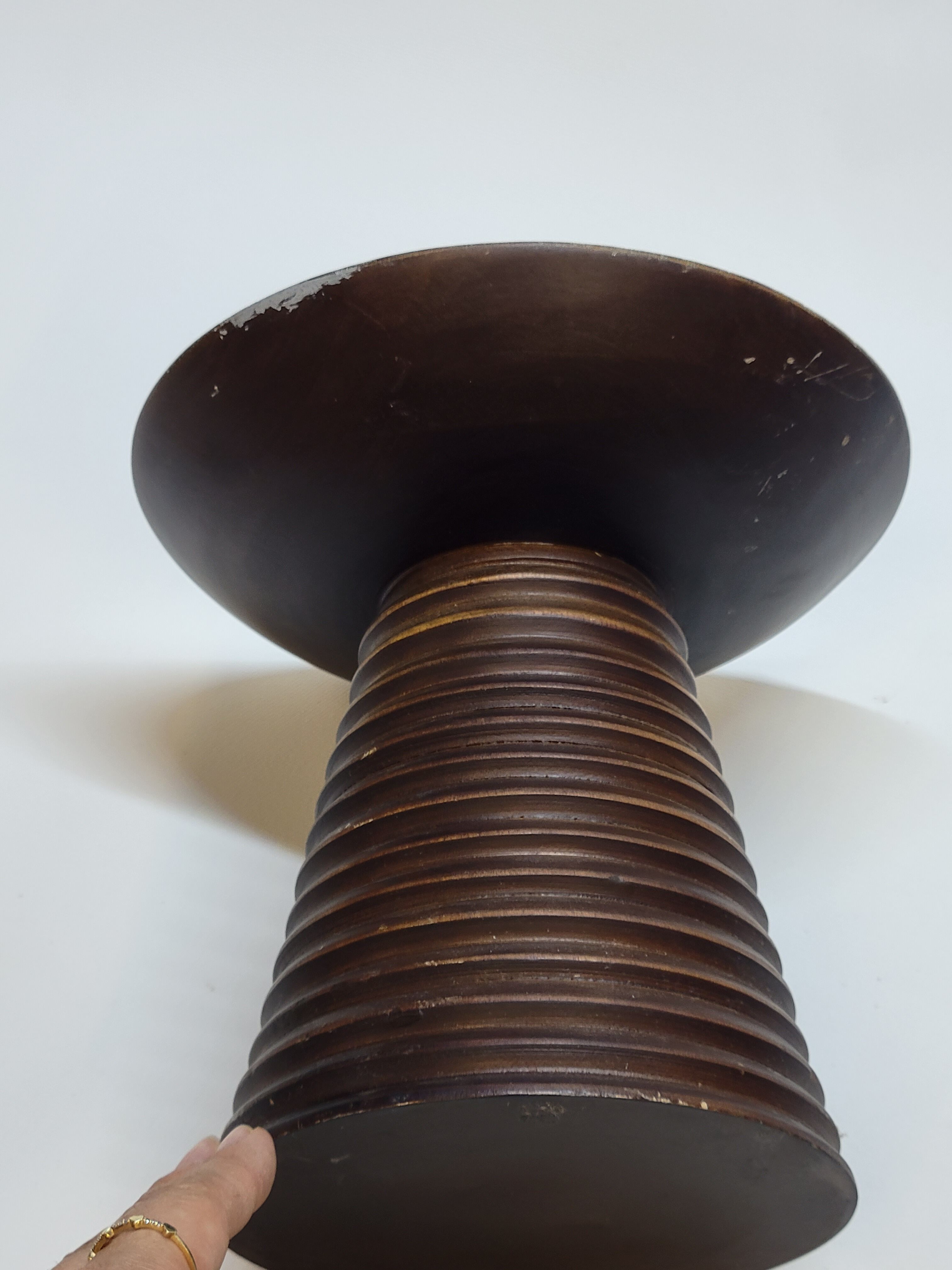 Scandinavian wooden candle holder turned sleek design