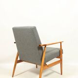 Vintage armchair renovated im wool upholstery graphite colour