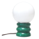 Green 1970s floor lamp with a globe shade.