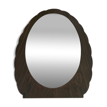 Art Deco, oval mirror from palisander wood