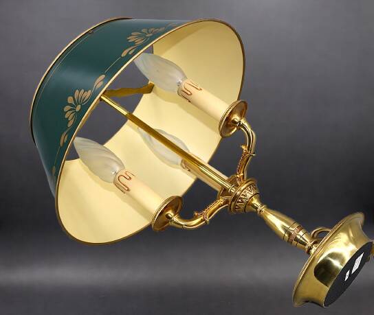 Empire Style Bouillotte Lamp in Gilded Bronze with Three Lights "Lucien Gau"