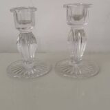 2 glass candle holders