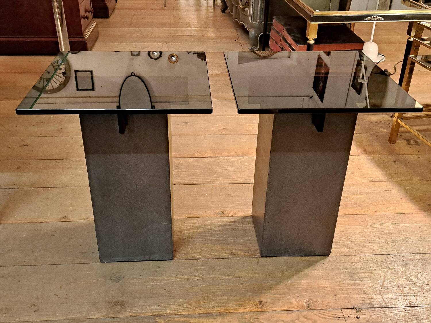 Pair of Roche Bobois side tables by L. Morgaine