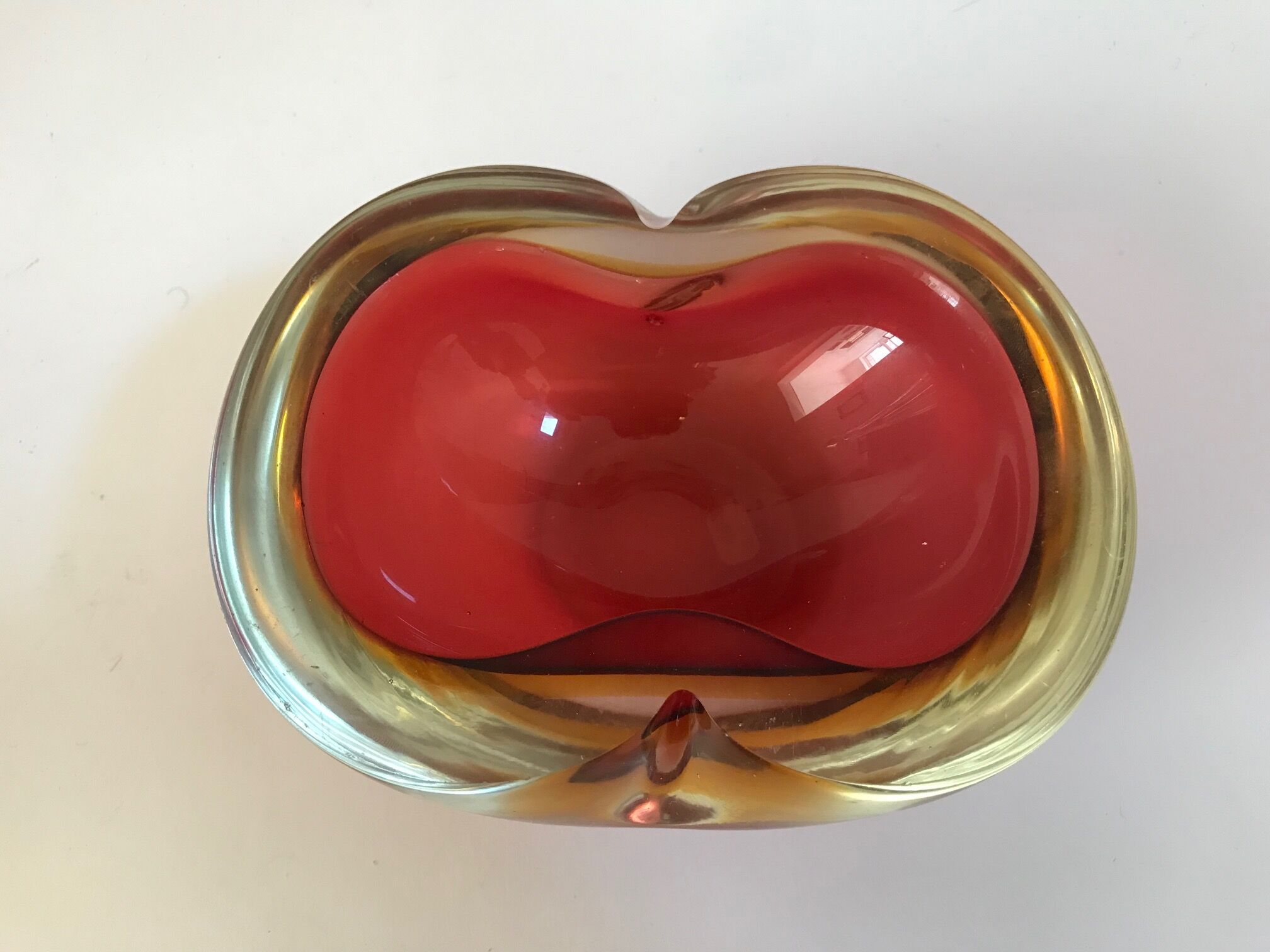 Ashtray sommerso red doubled yellow