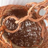 Vintage orange rattan ball pendant from the 70s