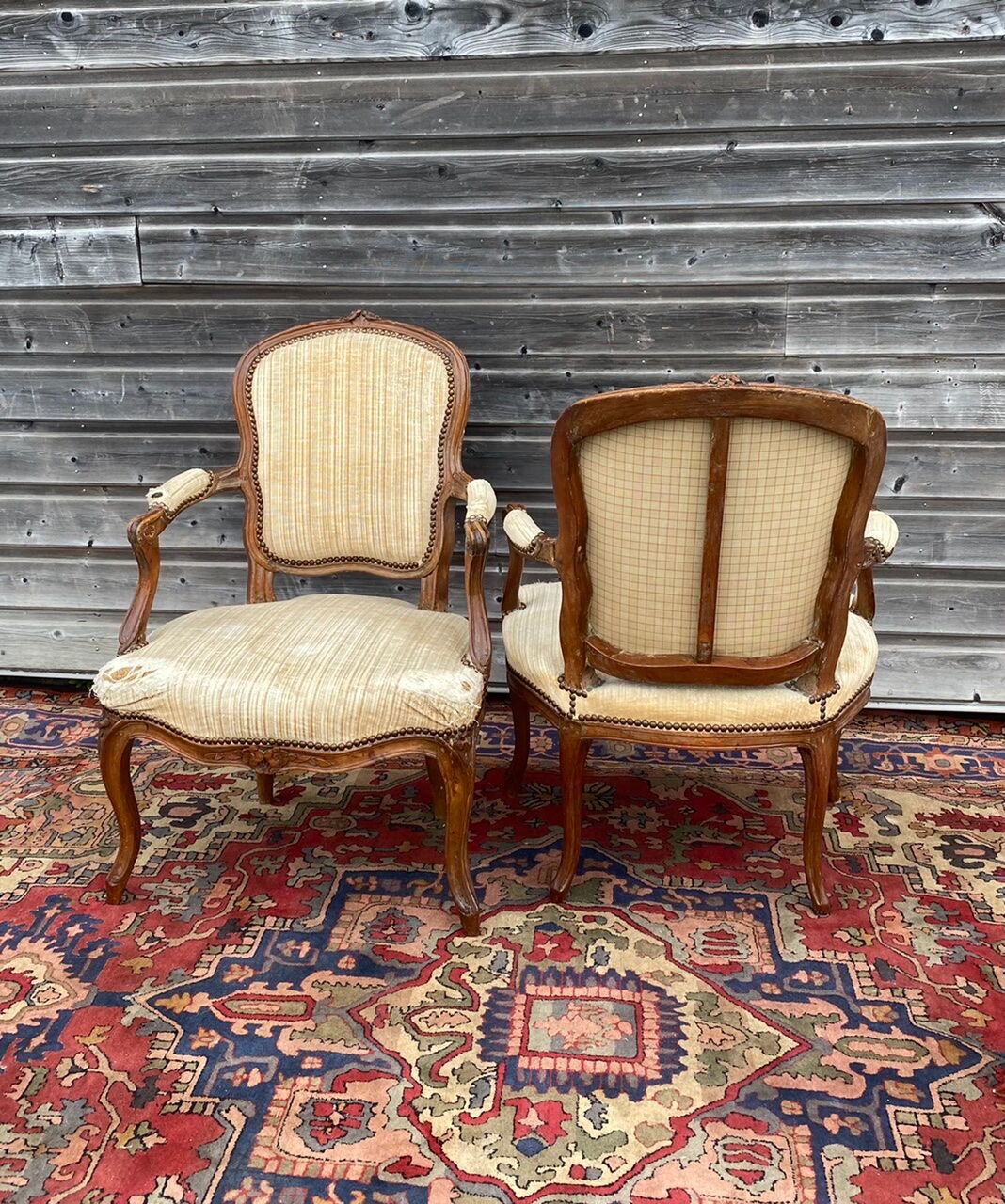 N.T Porrot Pair Of Armchairs In Natural Wood Of Louis XV xviii period Eme Century