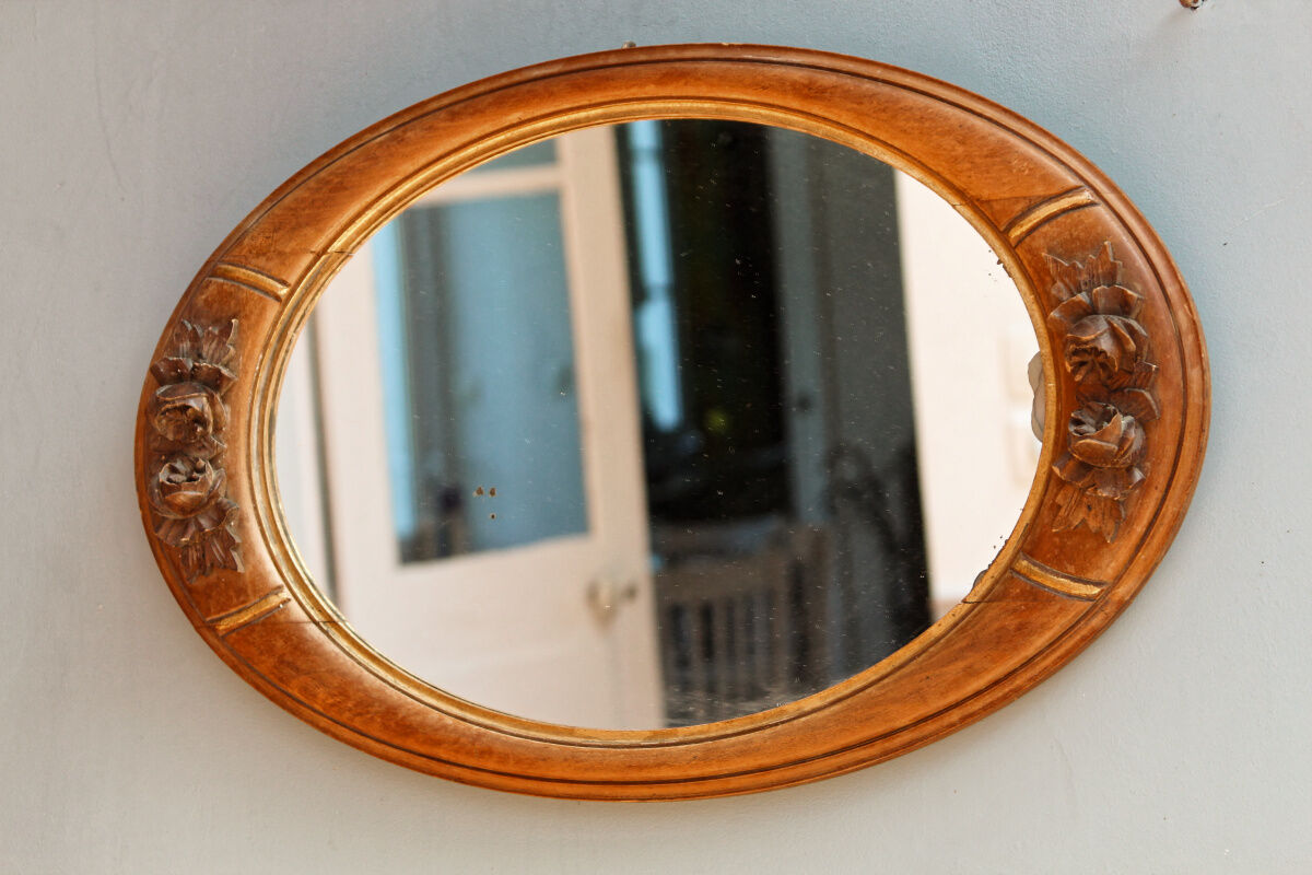 Oval art deco mirror
