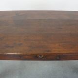 Table ancienne en bois fruitier, 2 tiroirs, France