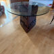 Round dining table in wood and glass by Luciano Frigerio