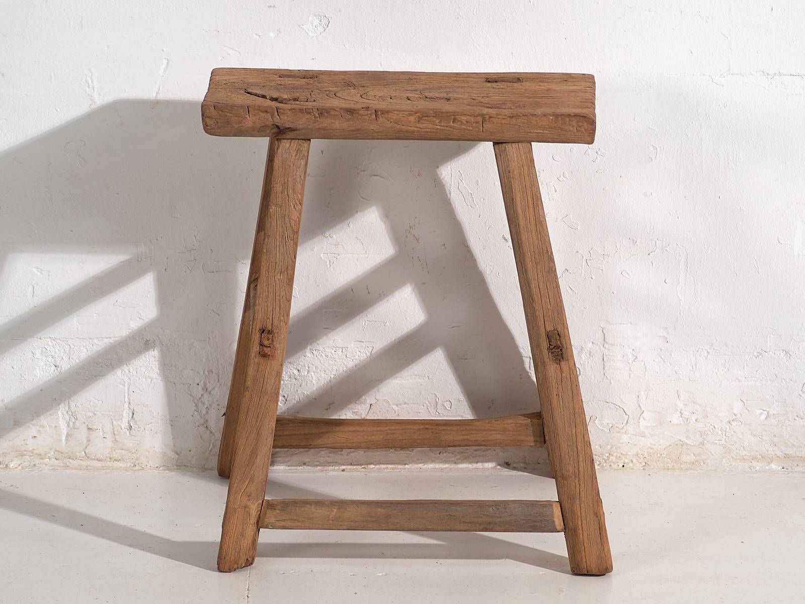 Large antique solid wood stool (c.1900)