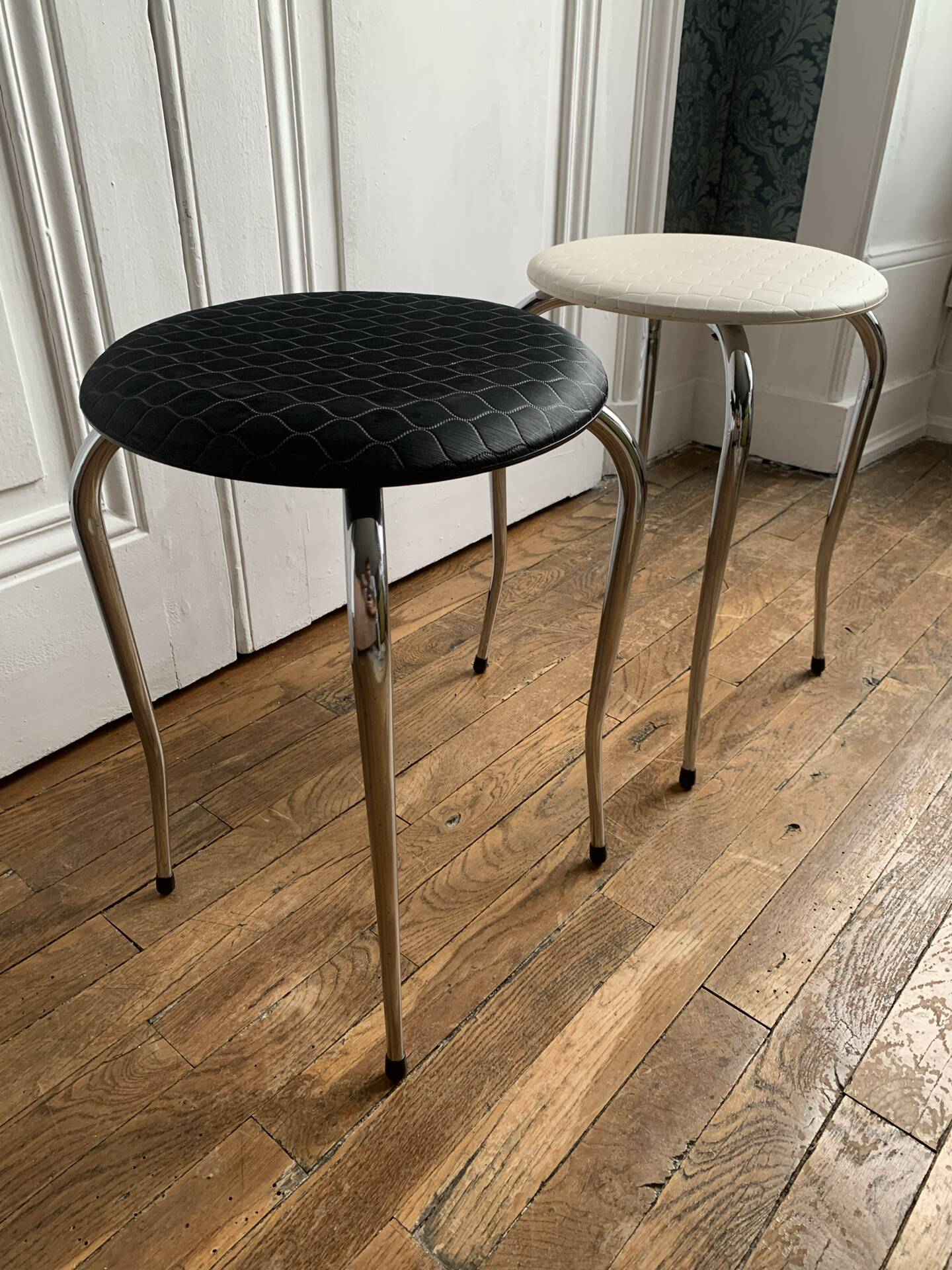 Vintage Chrome stool pair