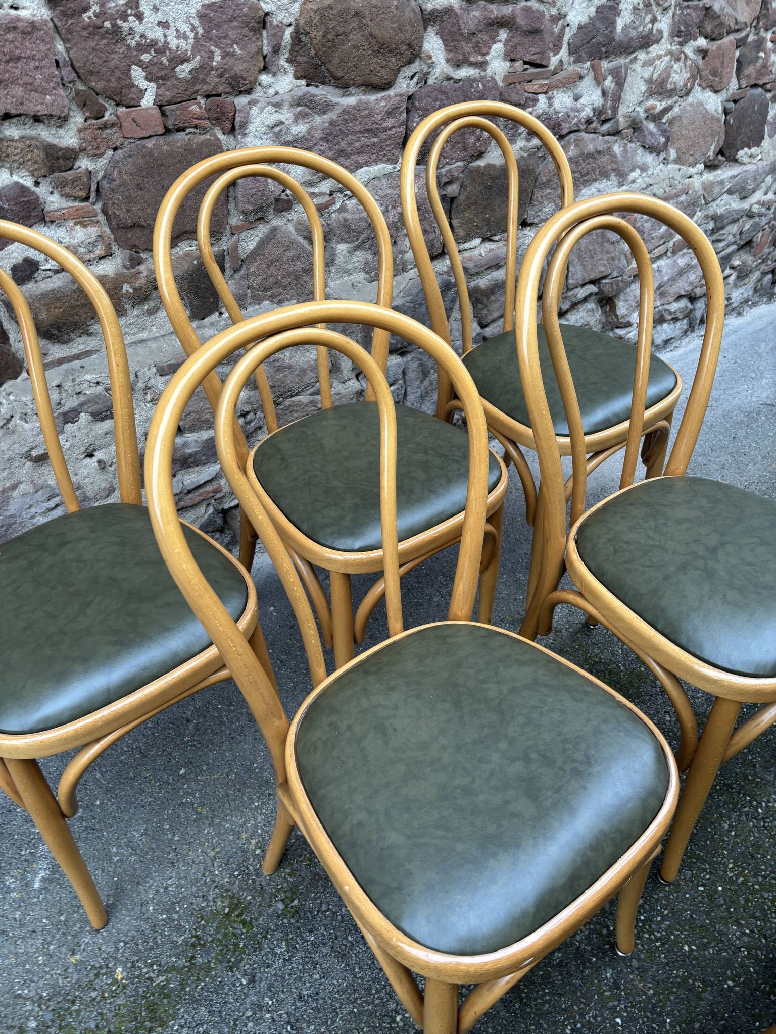 6 Chaises bistrot style Baumann cuir vintage 80s