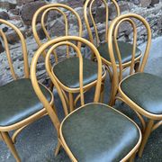 6 Chaises bistrot style Baumann cuir vintage 80s