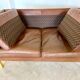Vintage Danish mid-century dark cognac leather 2 seater Stouby sofa