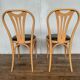 Series of 6 bistro chairs in curved wood seated skaï black