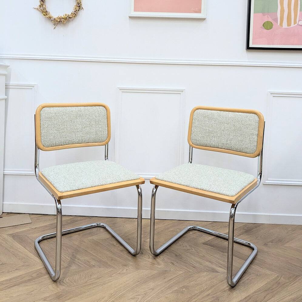 2 cesca B32 Marcel Breuer fabric chairs
