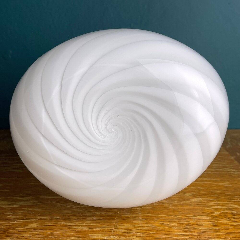 Murano glass vase, white whirl, Italy, 1980s