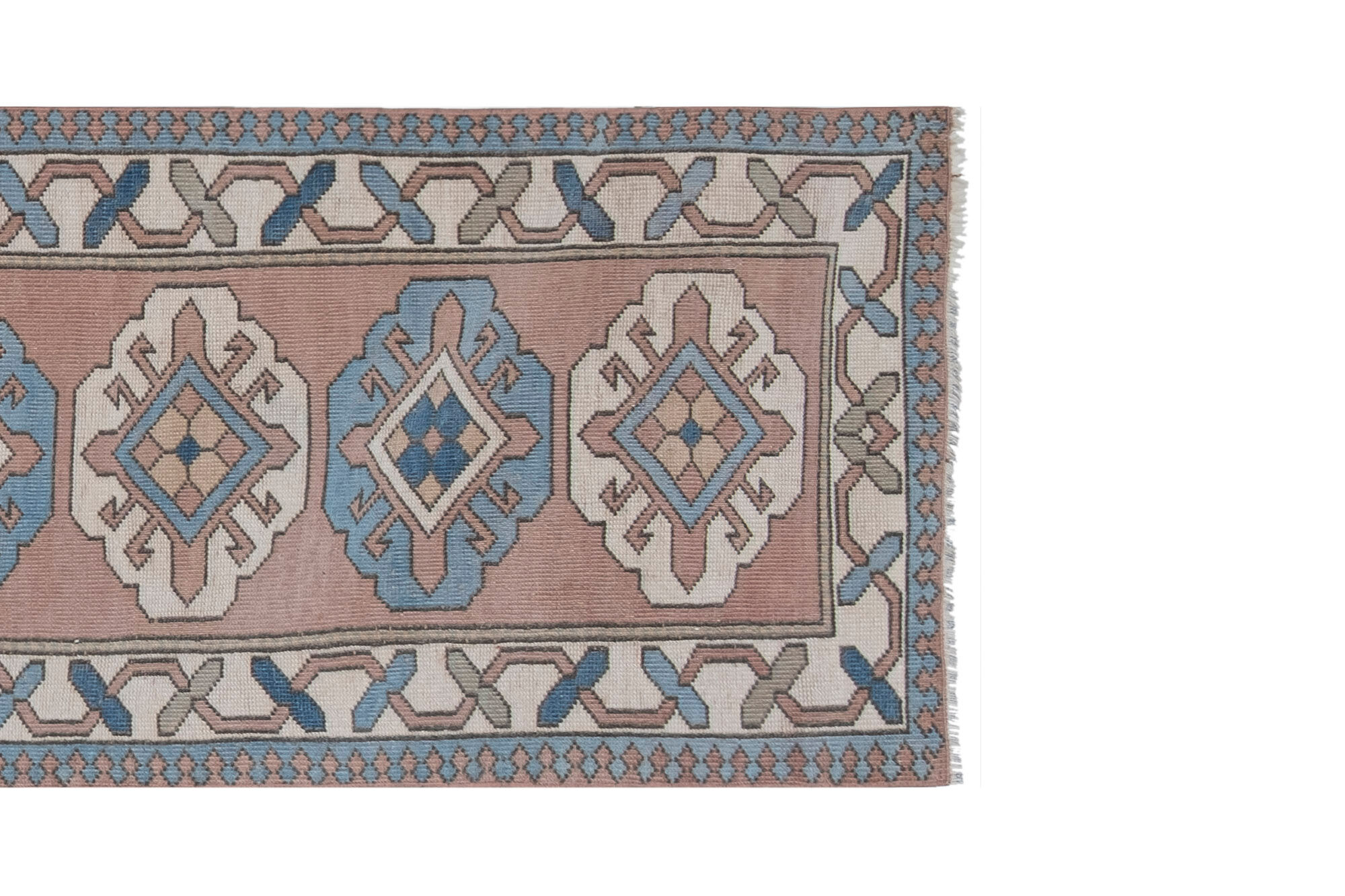 Vintage anatolian oushak kars runner rug 80 x 380 cm