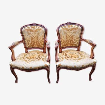 Pair of armchairs cabriolet Louis XV style