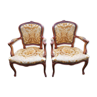 Pair of armchairs cabriolet Louis XV style
