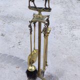 Serviteur de cheminé en bronze doré décor équestre, cheval