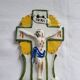 Ancient Faience Baptismal Font from the East Christ Cross INRI Nevers