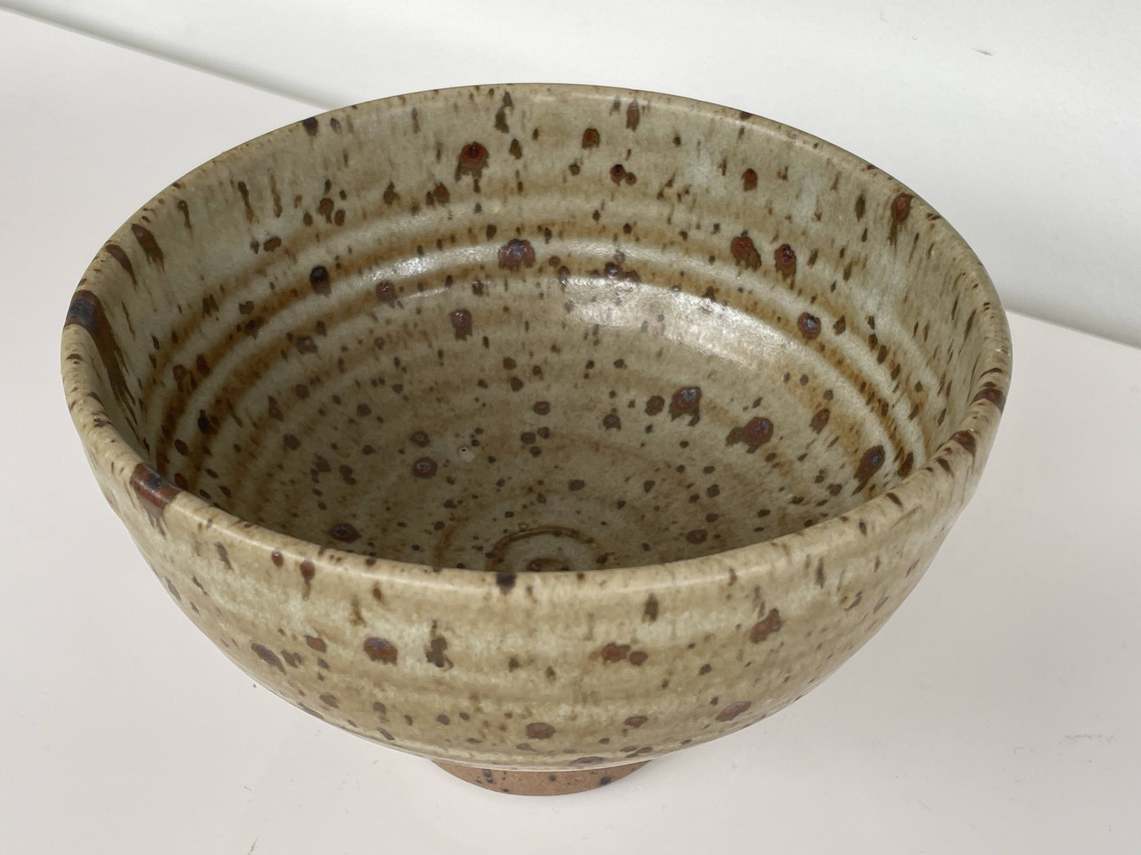 Pyrite stone bowl signed by Gustave Tiffoche – vintage French ceramics from the 70s.