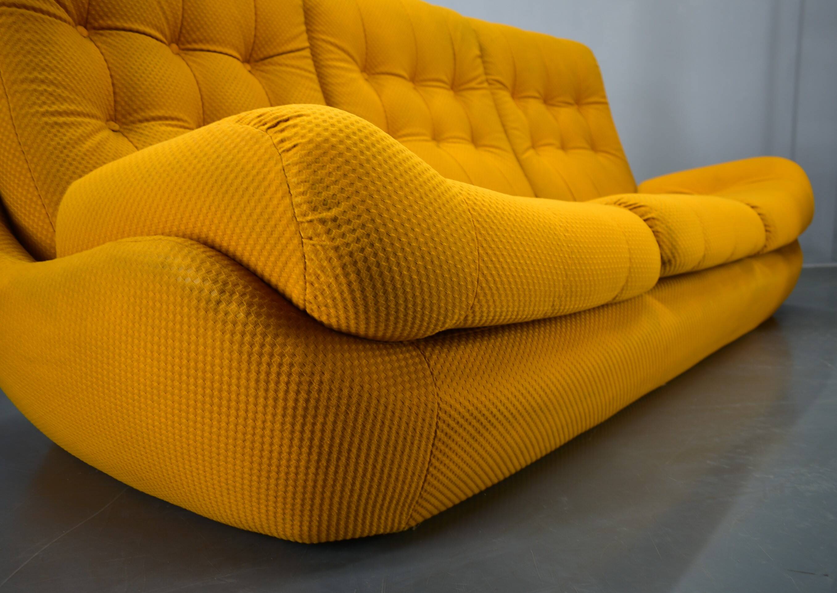 20th century, yellow Atlantis three-seater sofa, 1960s