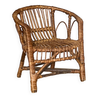 Rattan armchair for doll