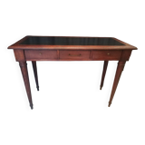 Louis XVI style console table in oak and leather